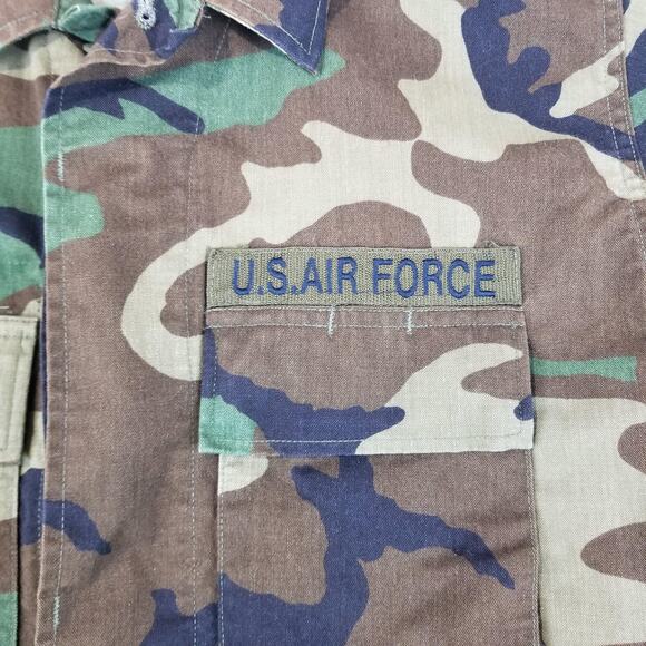 Vintage U.S. Air Force BDU Coat Mens Small Regular Woodland Camo Patches 90s - Picture 4 of 10